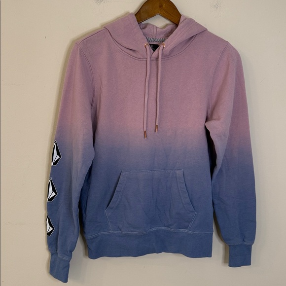 Volcom hoodie fleece lined pull over pink purple hombre kangaroo pocket SZ SM - Picture 1 of 10